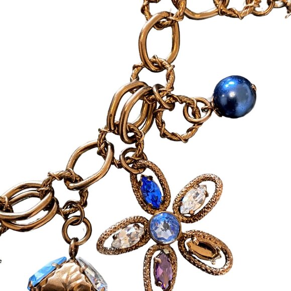 Bracelet, Nouvelle Bijoux (Made in Italy), Rose Gold Chain with Blue Details - Picture 3 of 4